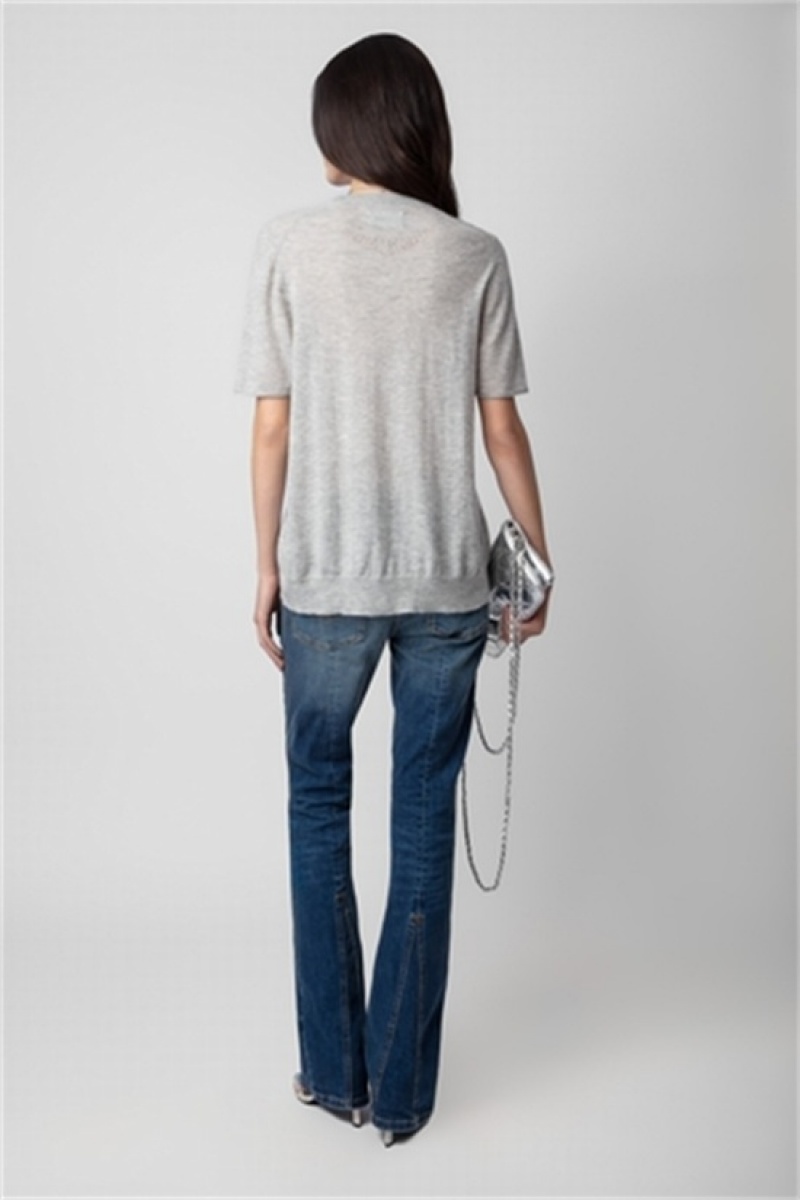 Zadig & Voltaire Ida Cashmere T-shirt Gris | ZV-256428