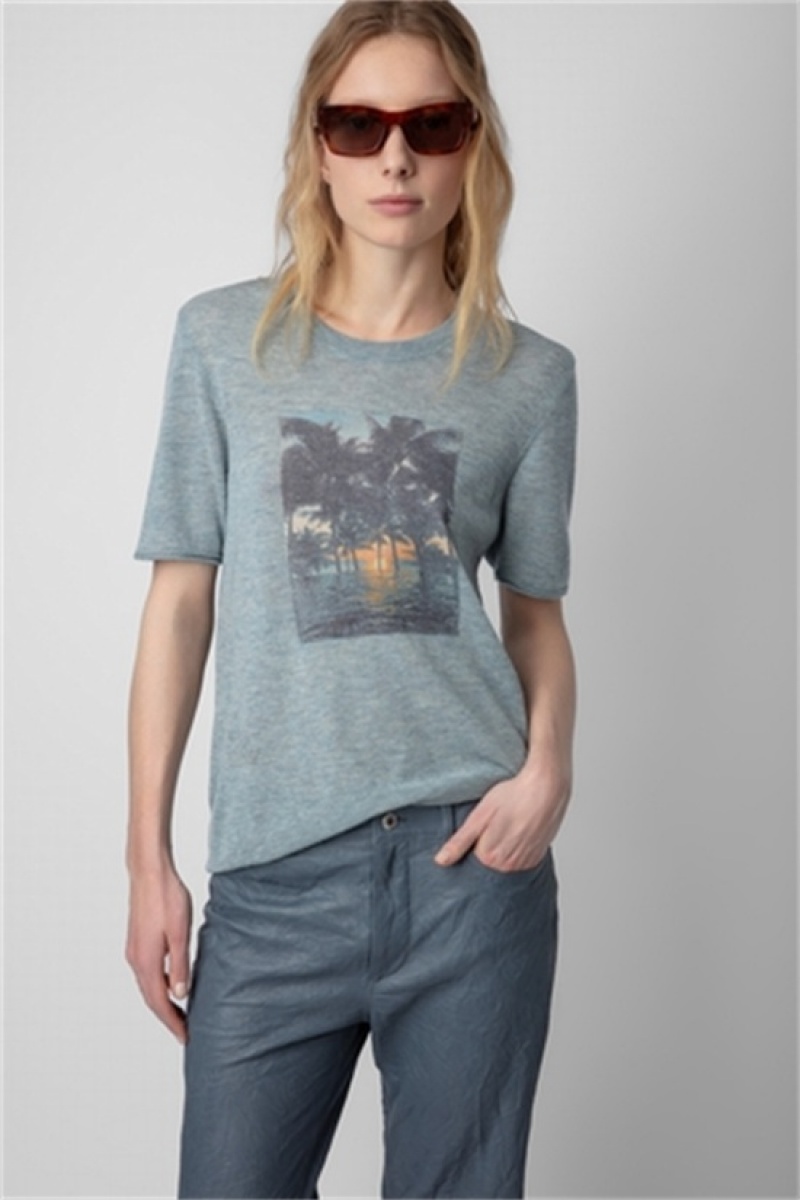 Zadig & Voltaire Ida Photoprint Cashmere Jumper Gris | ZV-256342