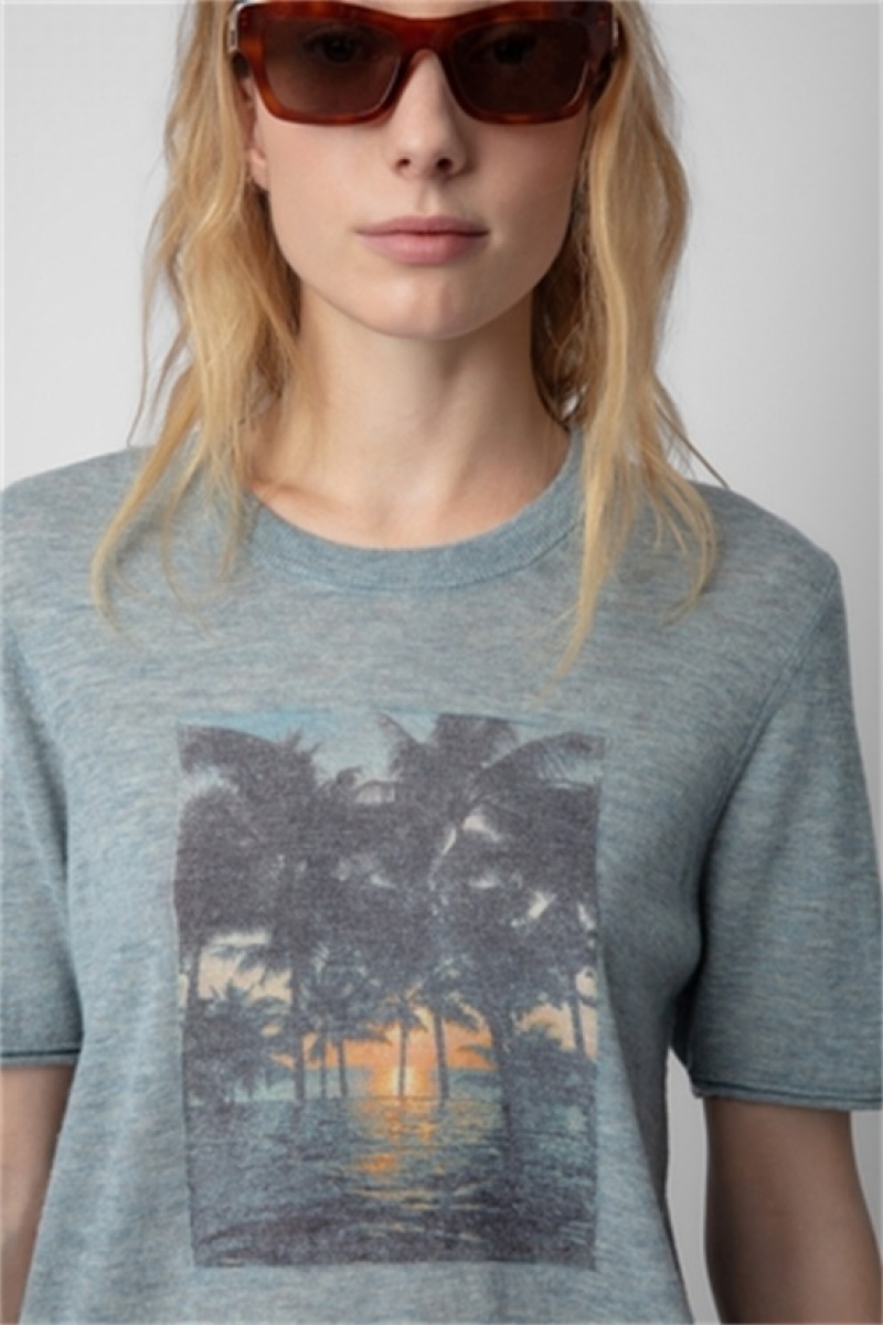 Zadig & Voltaire Ida Photoprint Cashmere Jumper Gris | ZV-256455