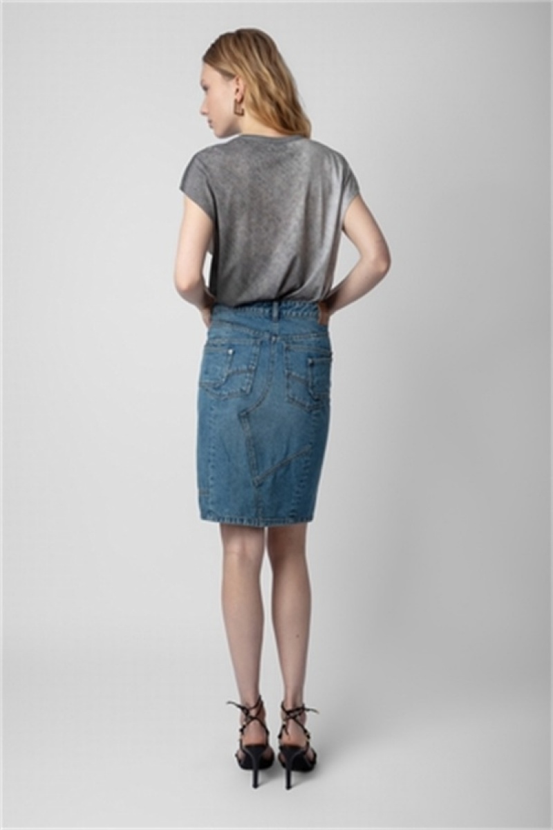 Zadig & Voltaire Jinko Denim Skirt Azules Claro | ZV-256363