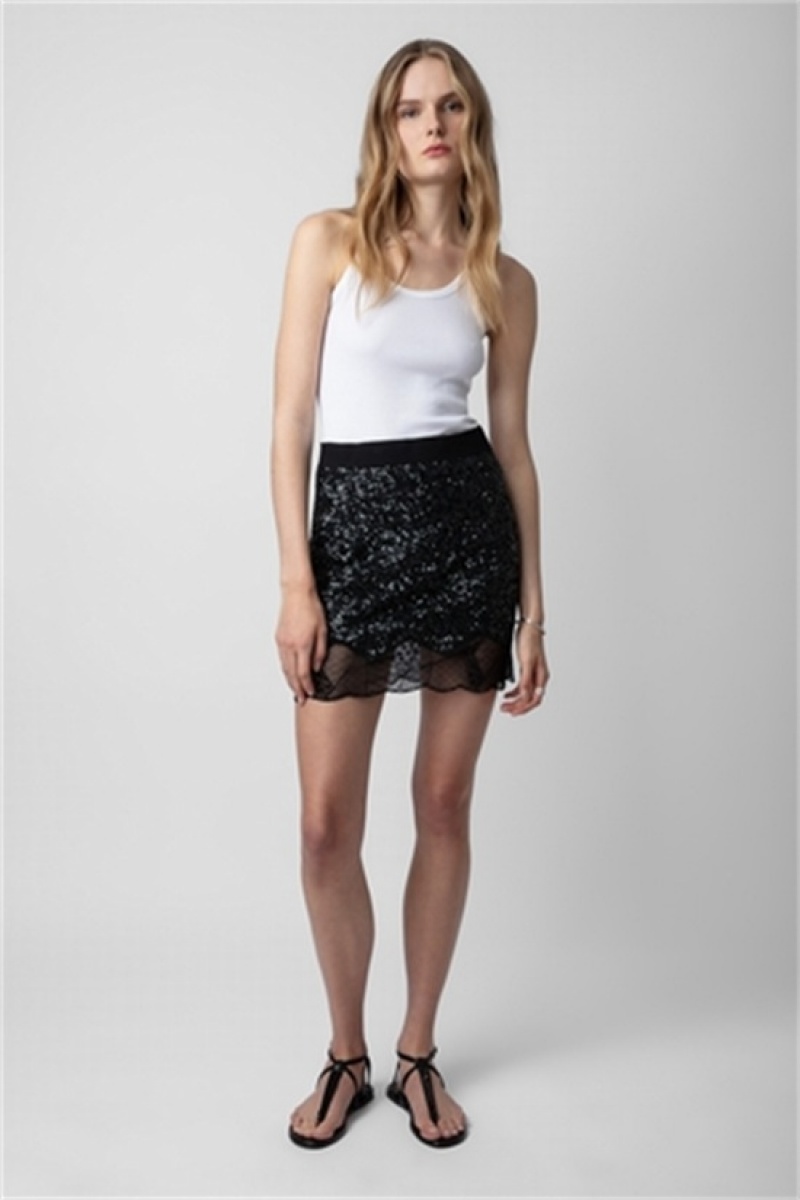 Zadig & Voltaire Justicias Sequins Skirt Negras | ZV-256402