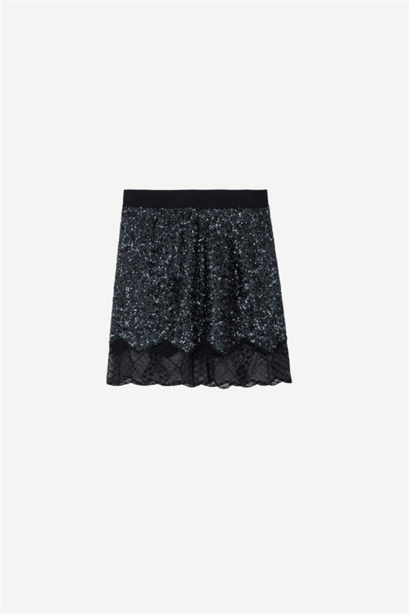 Zadig & Voltaire Justicias Sequins Skirt Negras | ZV-256402