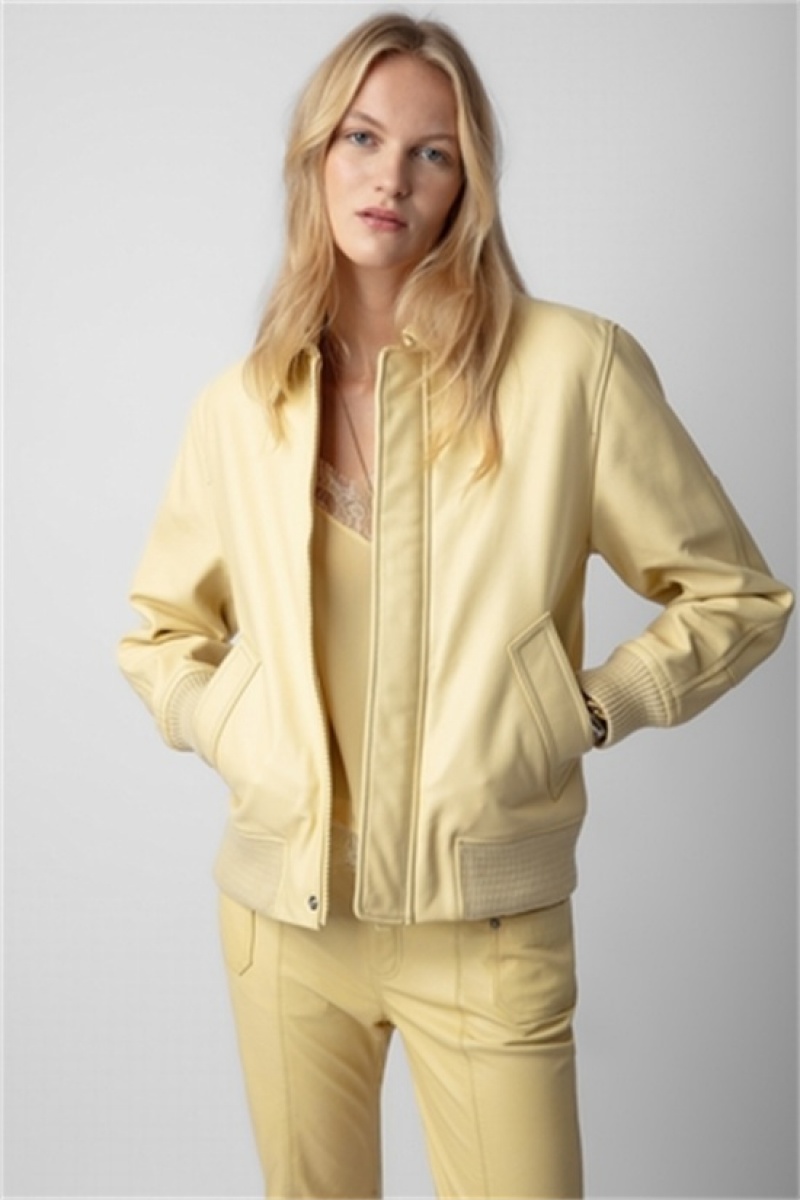 Zadig & Voltaire Kaia Cuero Jacket Amarillo | ZV-256412