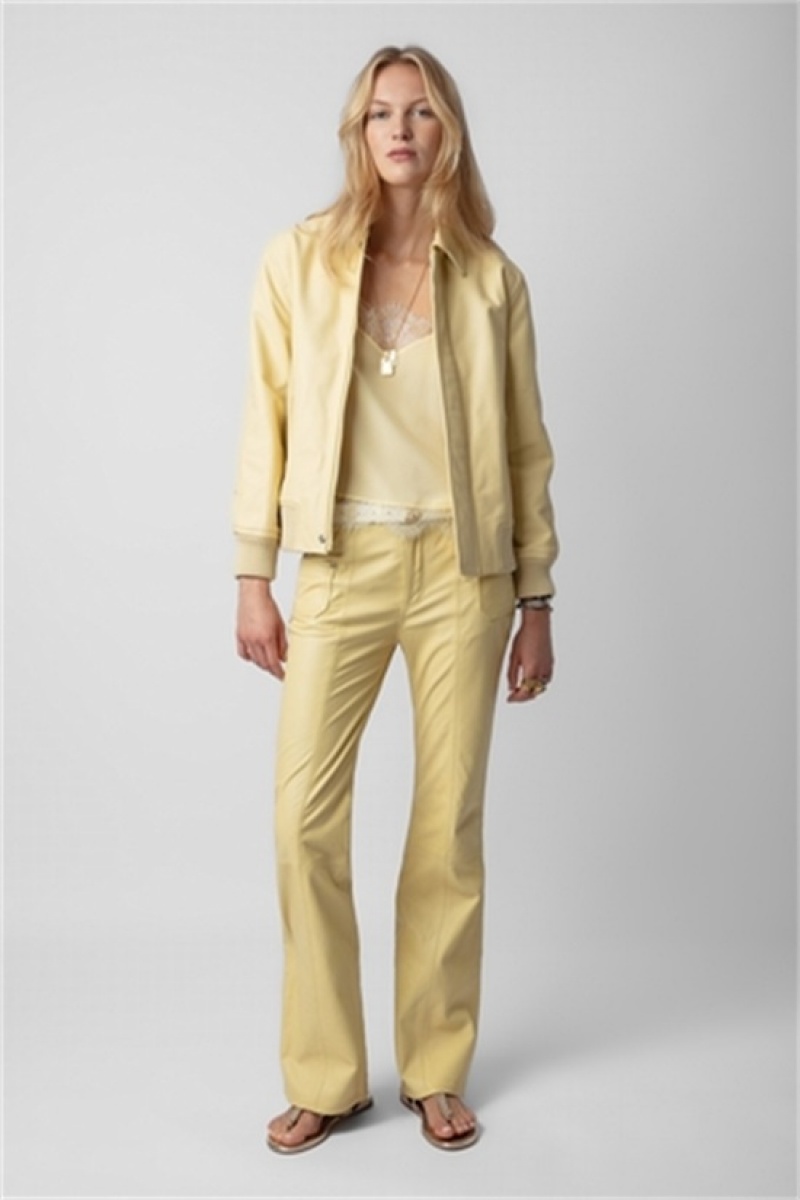 Zadig & Voltaire Kaia Cuero Jacket Amarillo | ZV-256412