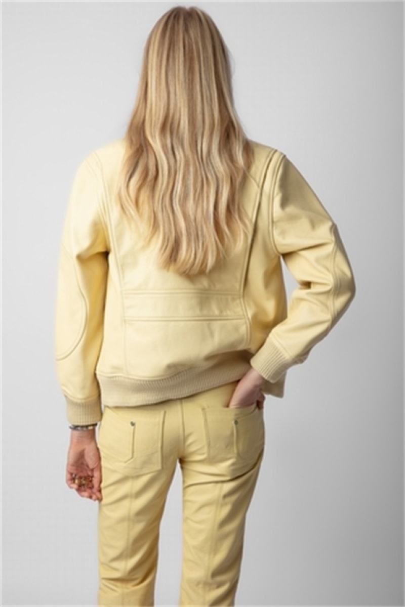 Zadig & Voltaire Kaia Cuero Jacket Amarillo | ZV-256412