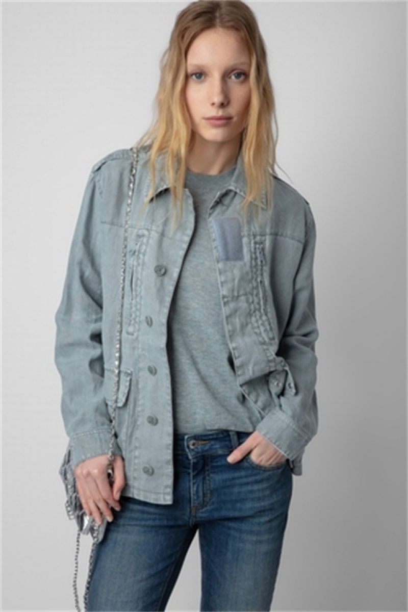 Zadig & Voltaire Kid Linen Jacket Azules | ZV-256419