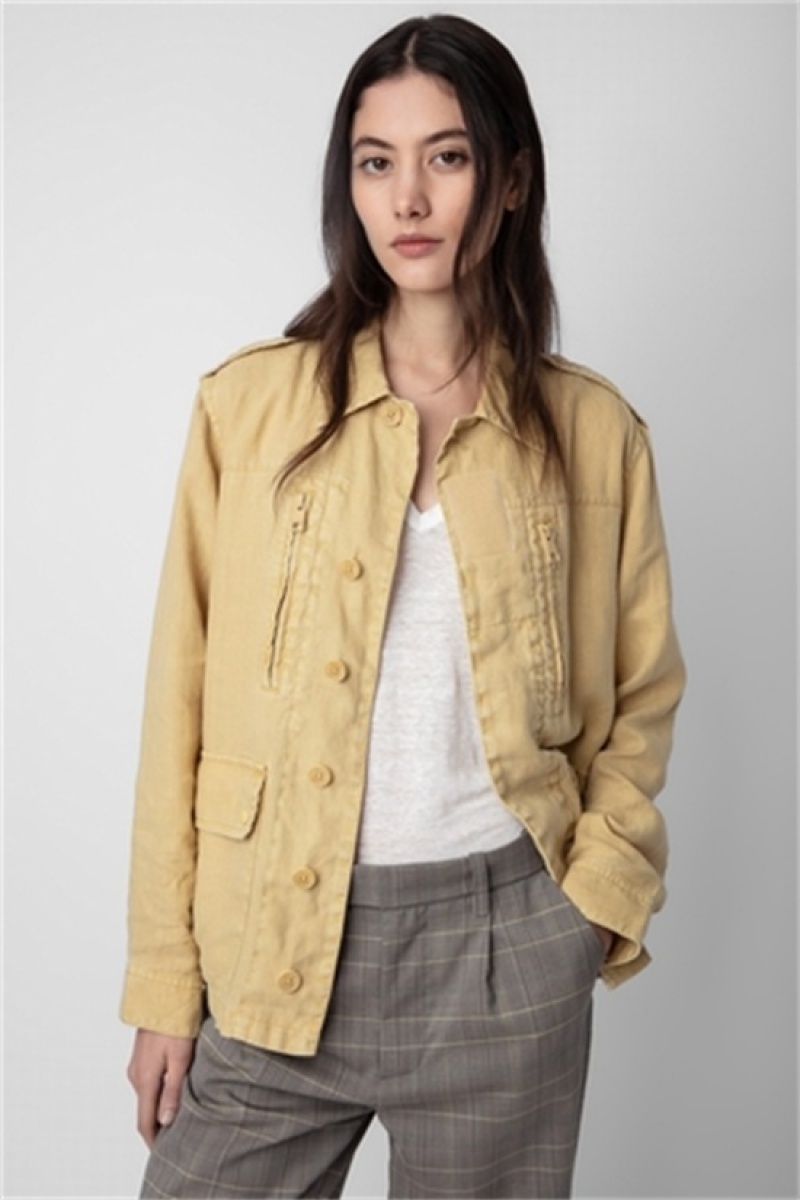 Zadig & Voltaire Kid Linen Love Jacket Amarillo | ZV-256411