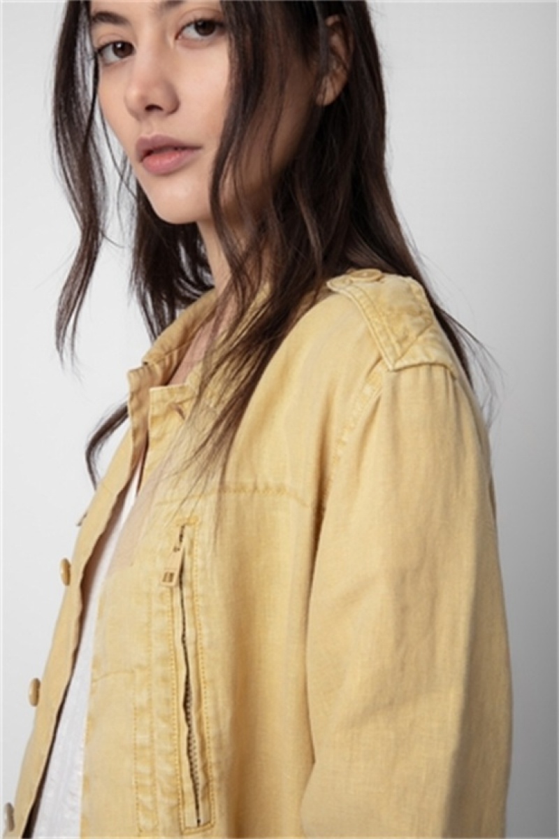 Zadig & Voltaire Kid Linen Love Jacket Amarillo | ZV-256411