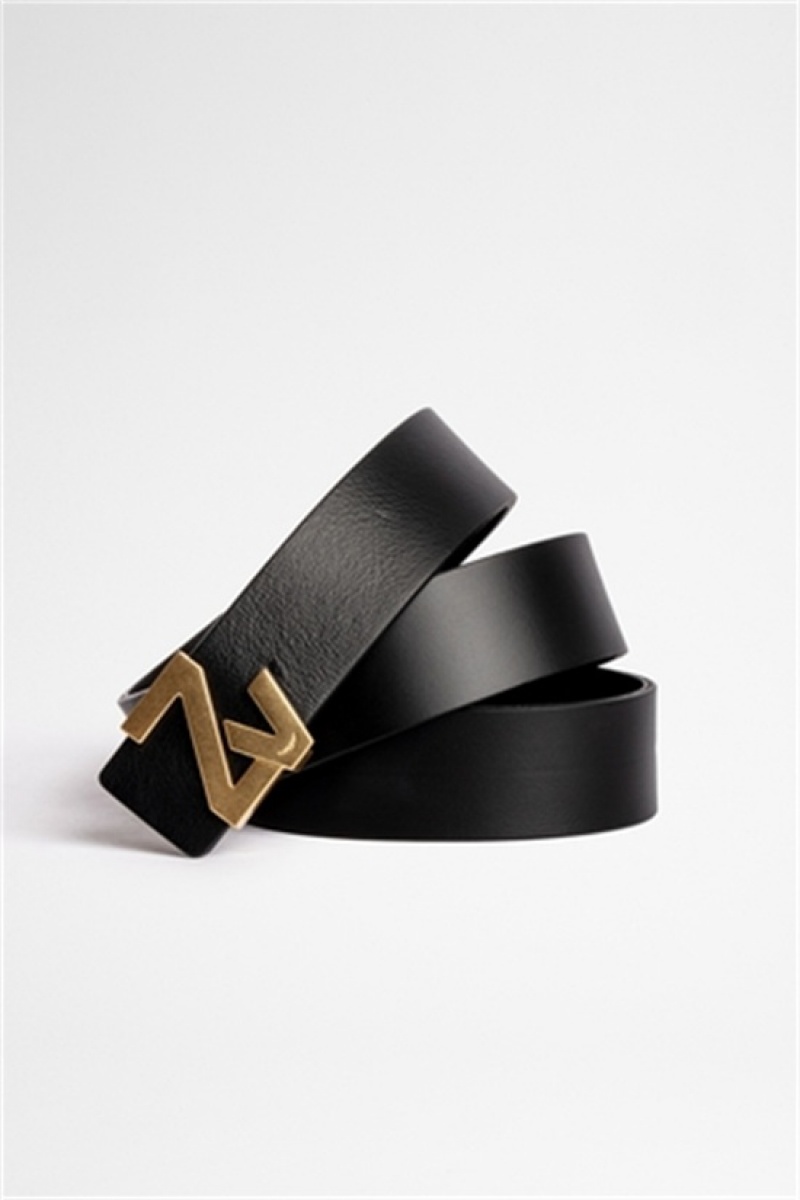 Zadig & Voltaire La Belt Initiale Belt Negras | ZV-255835