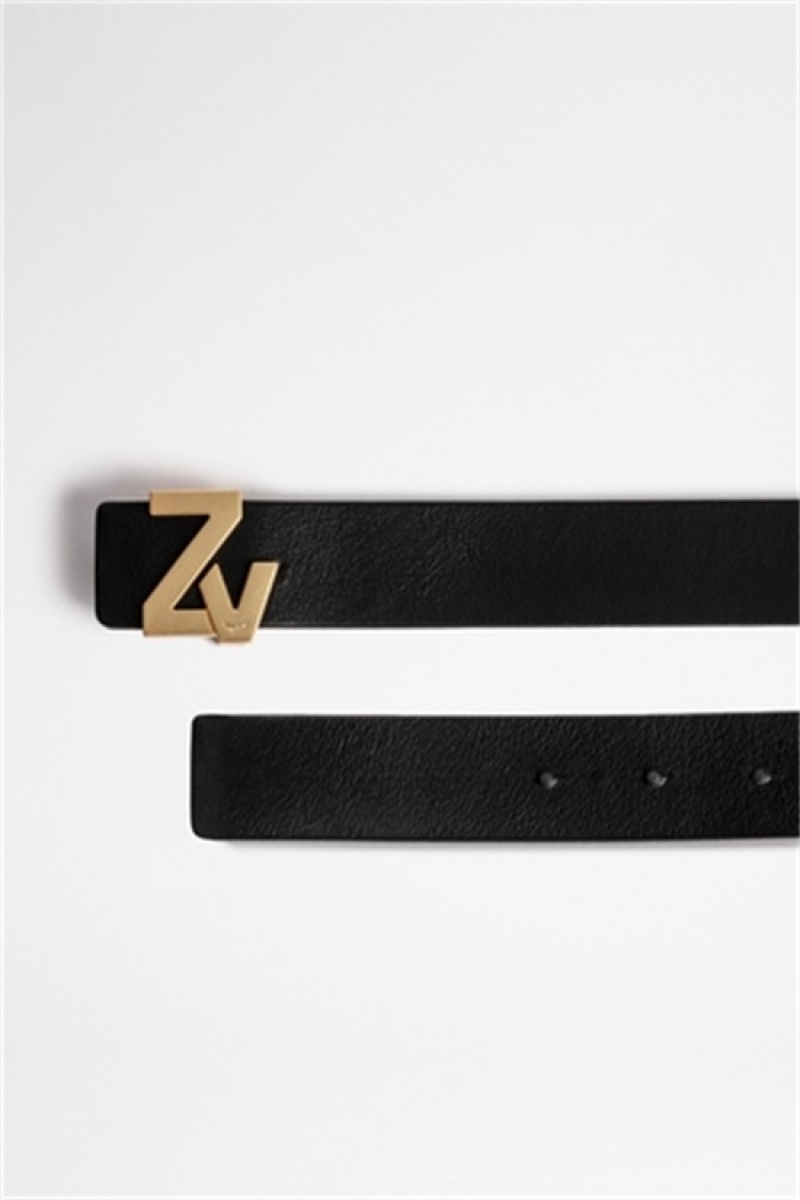 Zadig & Voltaire La Belt Initiale Belt Negras | ZV-255835