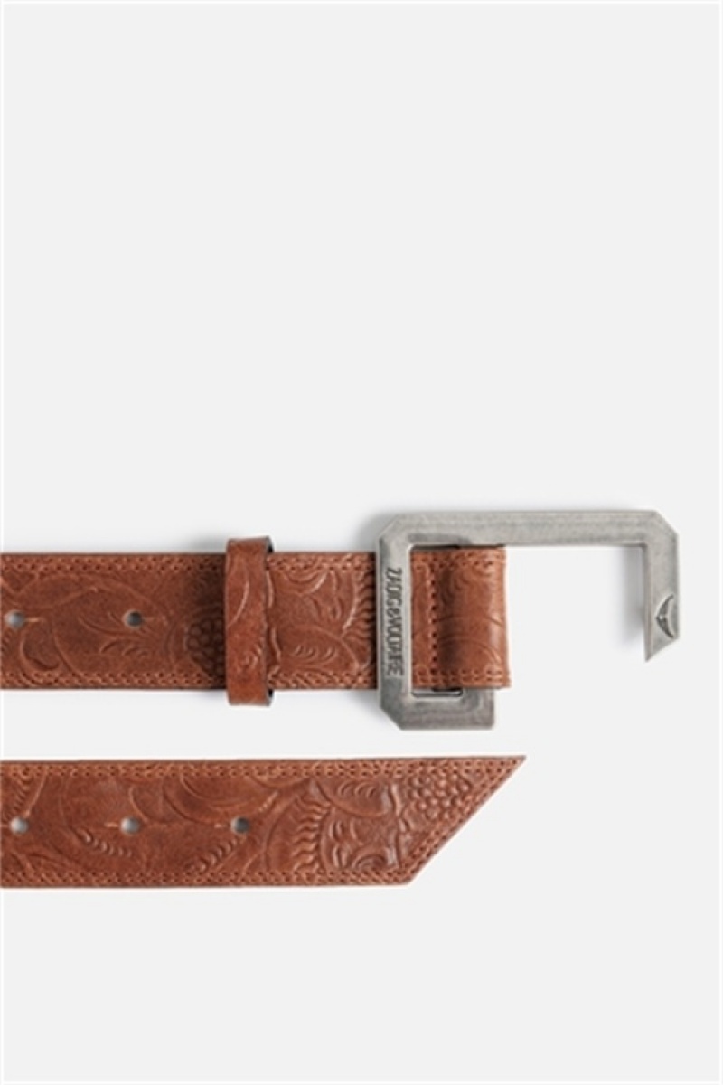 Zadig & Voltaire La Cecilia Embossed 35 Mm Belt Marrones | ZV-255829