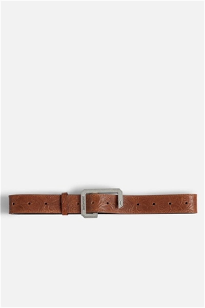 Zadig & Voltaire La Cecilia Embossed 35 Mm Belt Marrones | ZV-255829