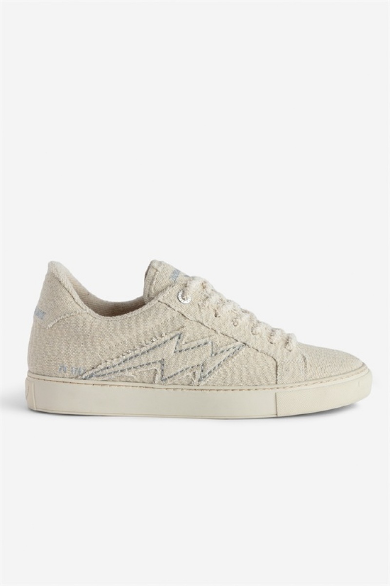 Zadig & Voltaire La Flash Glitter Sneakers Beige | ZV-255777