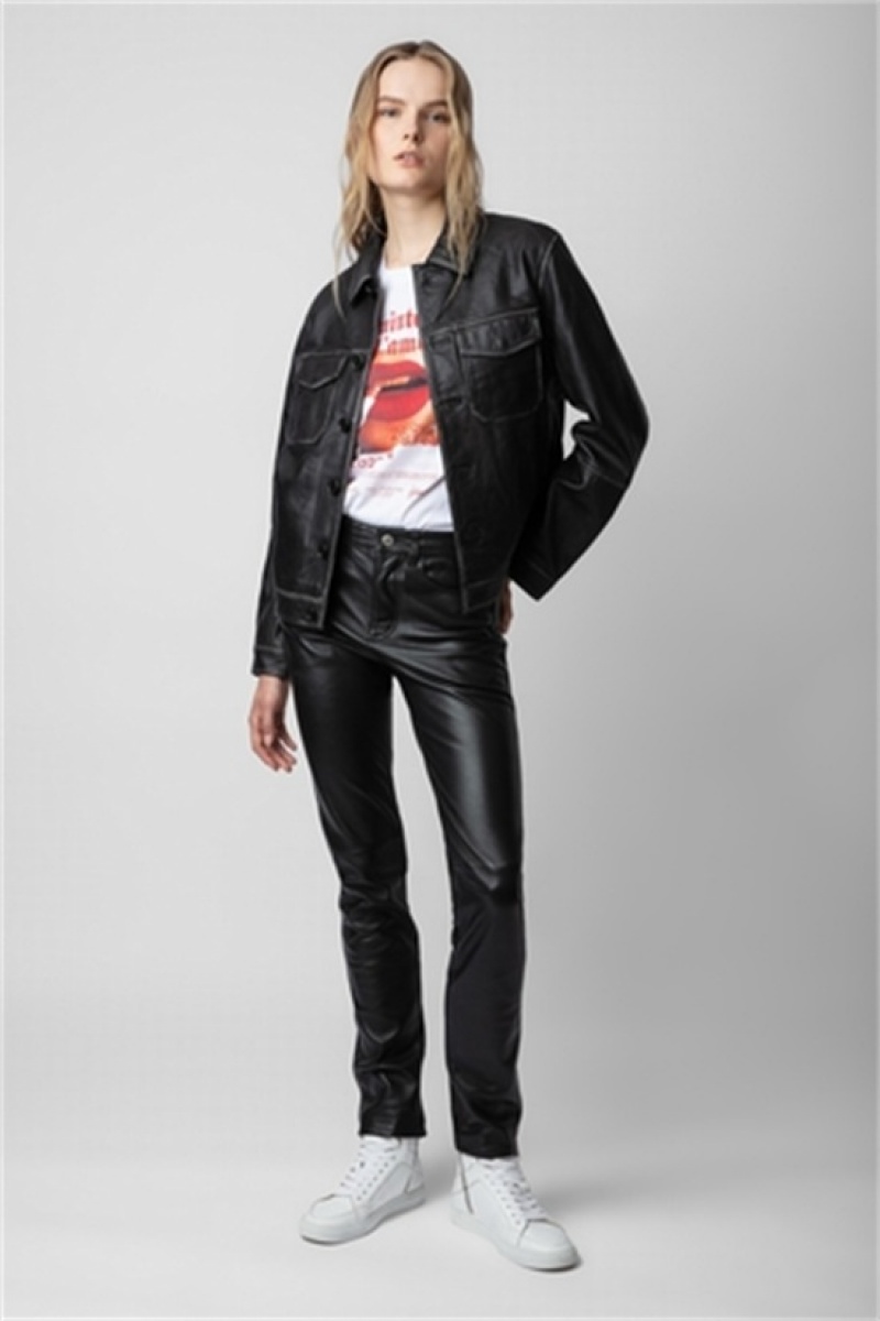 Zadig & Voltaire Lasso Cuero Jacket Negras | ZV-255757