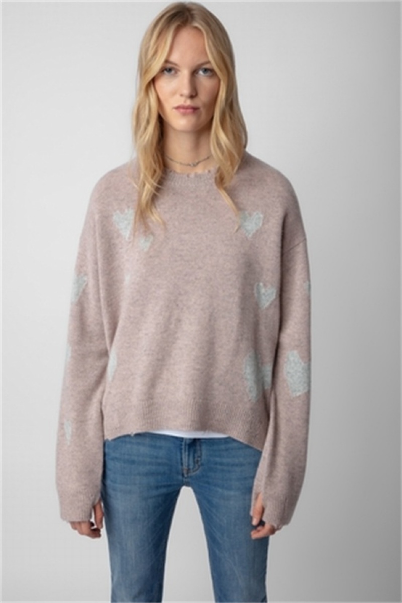 Zadig & Voltaire Markus Heart Cashmere Sueter Rosas | ZV-256451