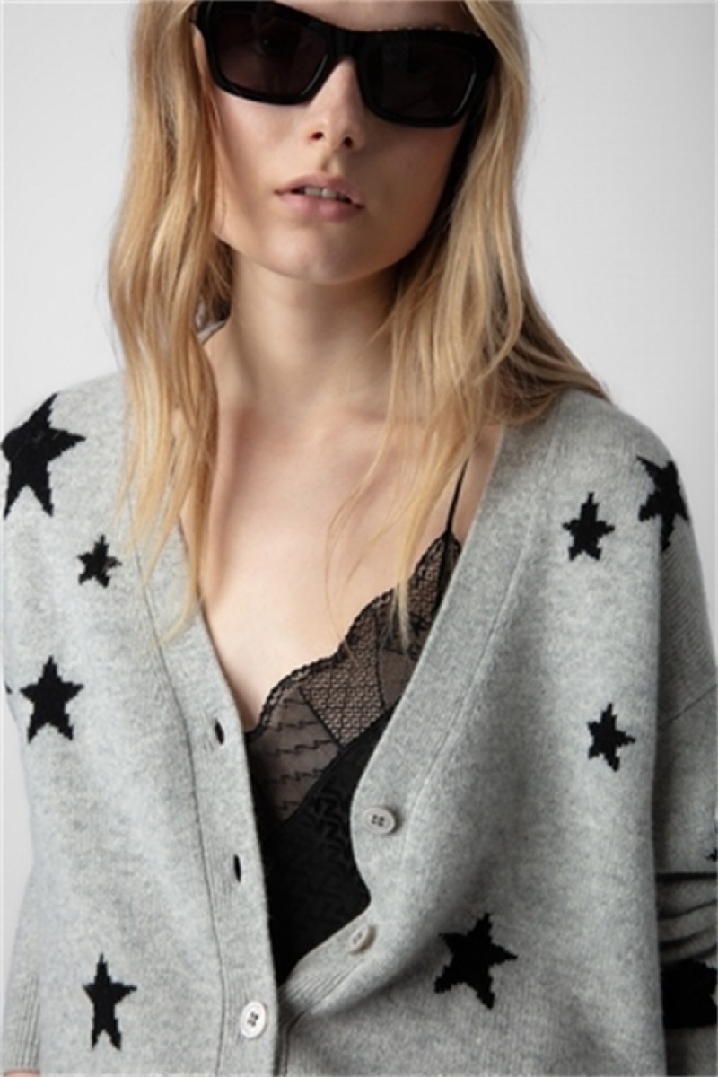 Zadig & Voltaire Mirka Stars Cardigan Gris | ZV-256462