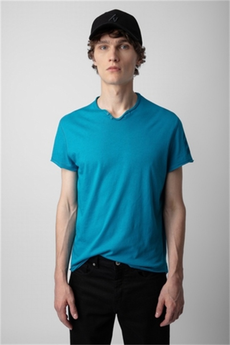 Zadig & Voltaire Monasti Arrow Henley T-shirt Verde Menta | ZV-255689