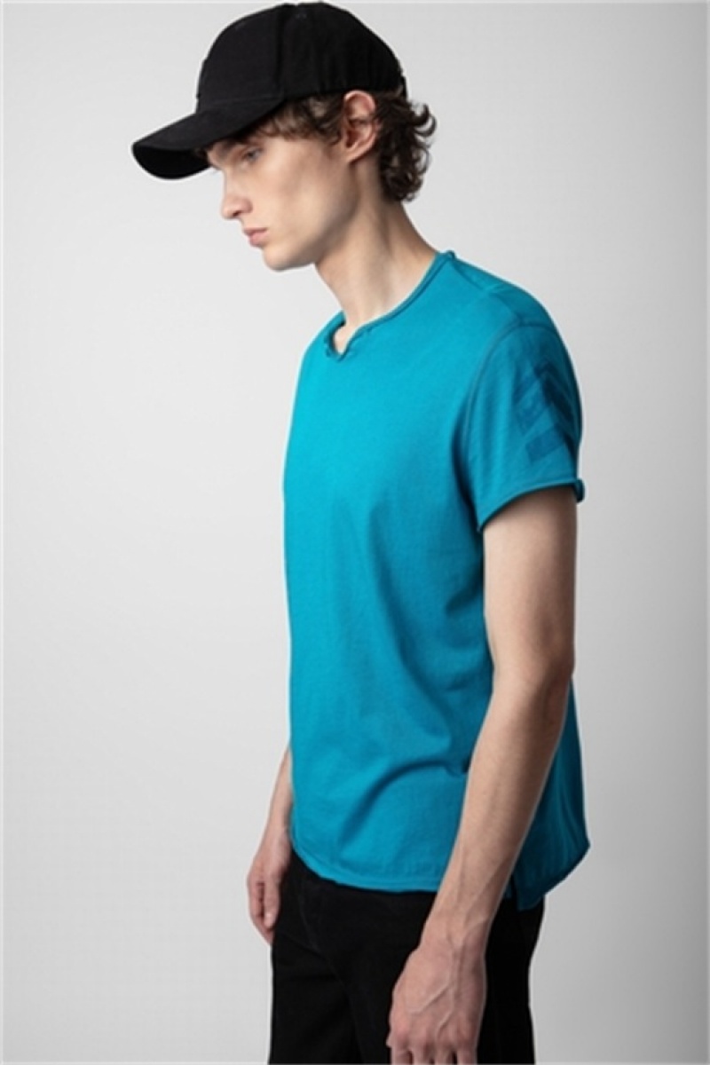 Zadig & Voltaire Monasti Arrow Henley T-shirt Verde Menta | ZV-255689