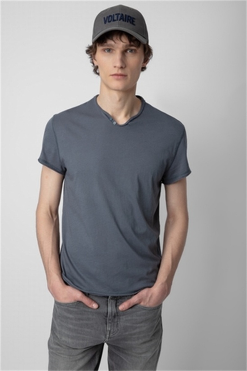 Zadig & Voltaire Monasti Arrow Henley T-shirt Gris | ZV-255688