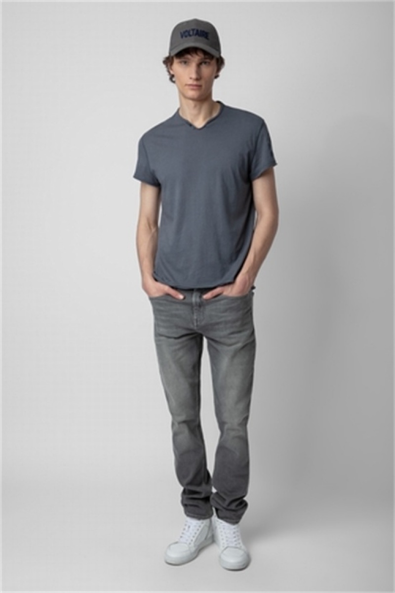 Zadig & Voltaire Monasti Arrow Henley T-shirt Gris | ZV-255688