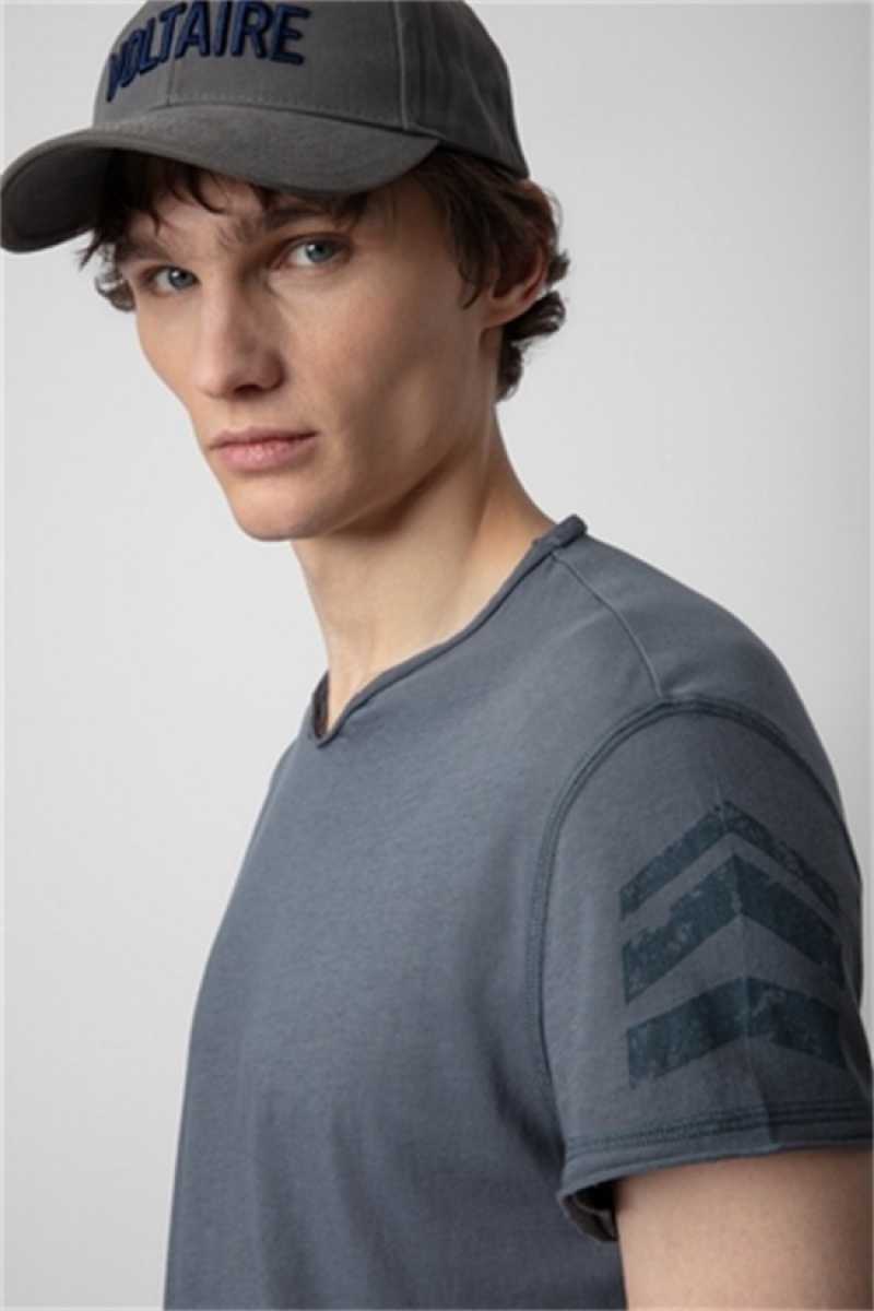 Zadig & Voltaire Monasti Arrow Henley T-shirt Gris | ZV-255688