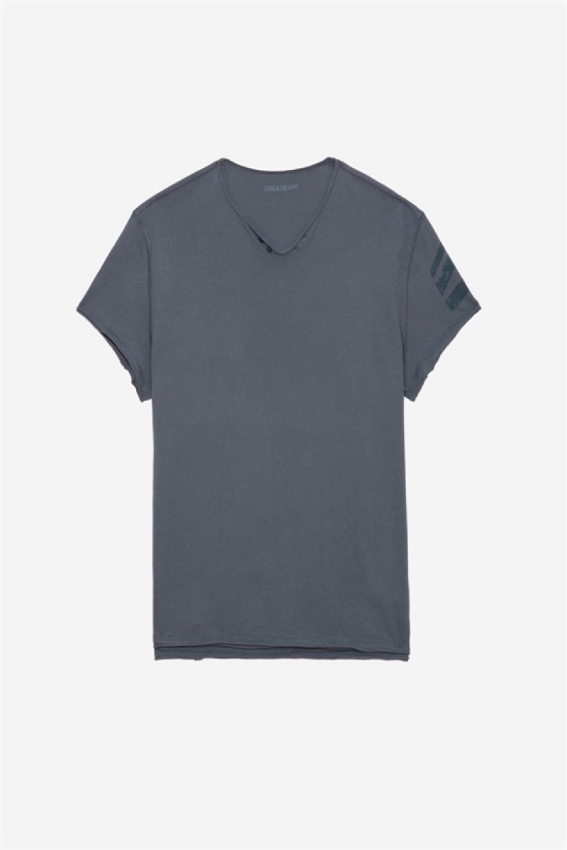 Zadig & Voltaire Monasti Arrow Henley T-shirt Gris | ZV-255688