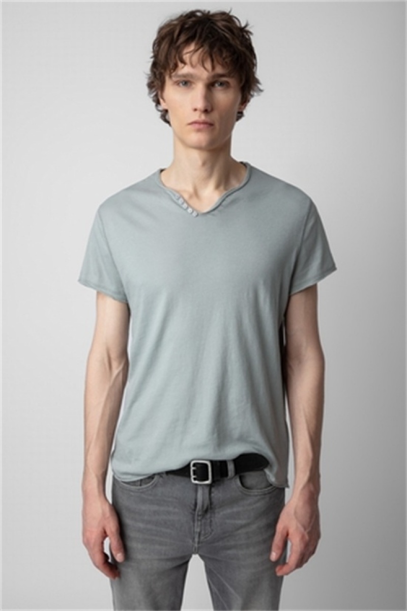 Zadig & Voltaire Monastir Henley T-shirt Gris | ZV-255681