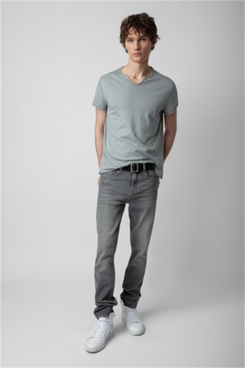 Zadig & Voltaire Monastir Henley T-shirt Gris | ZV-255681