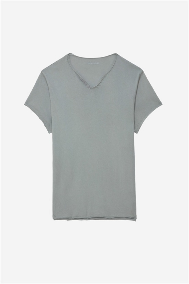 Zadig & Voltaire Monastir Henley T-shirt Gris | ZV-255681