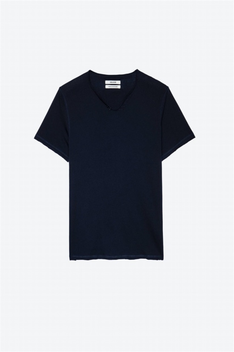 Zadig & Voltaire Monastir Mc T-shirt Azules Oscuro | ZV-255717