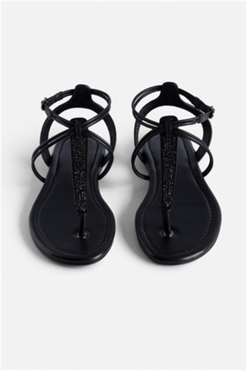 Zadig & Voltaire Moonstar Gamuza Sandals Negras | ZV-255789