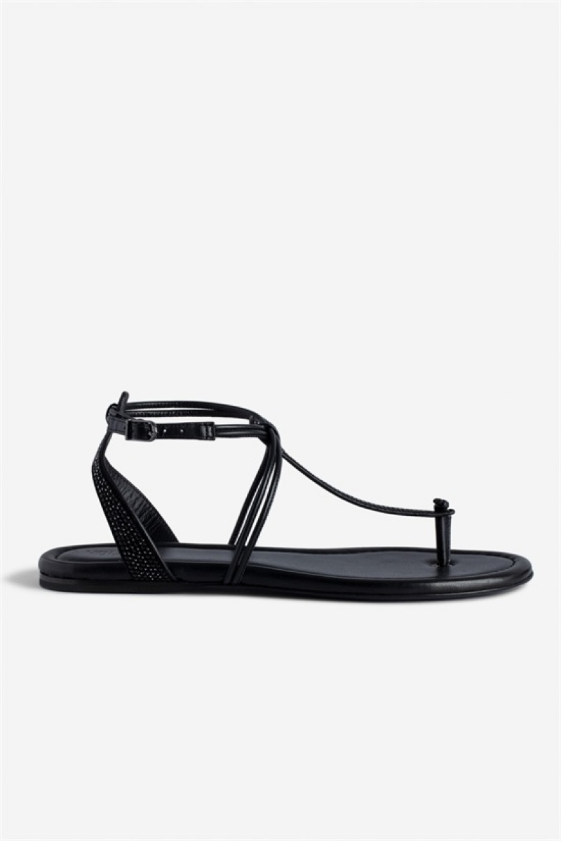 Zadig & Voltaire Moonstar Gamuza Sandals Negras | ZV-255789