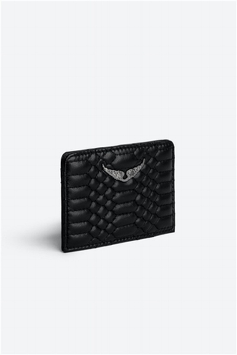 Zadig & Voltaire Pass Mat Card Holder Negras | ZV-255949