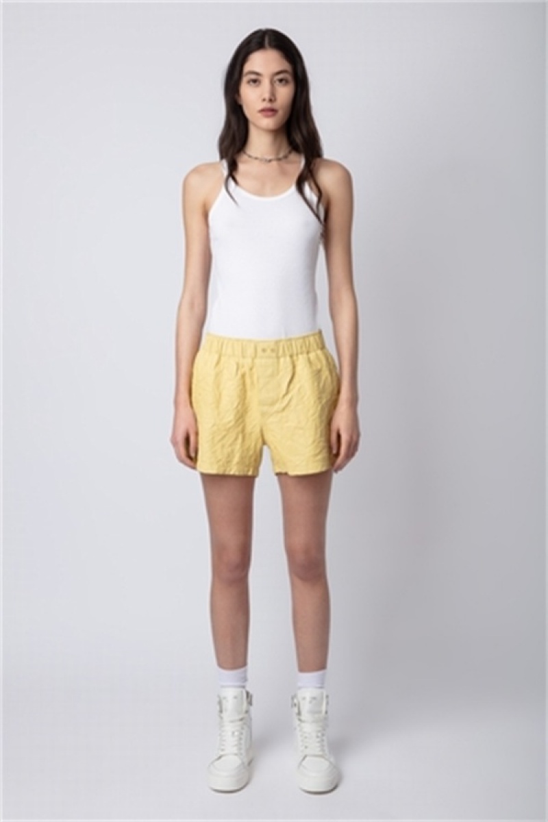 Zadig & Voltaire Pax Cuero Shorts Amarillo | ZV-256226