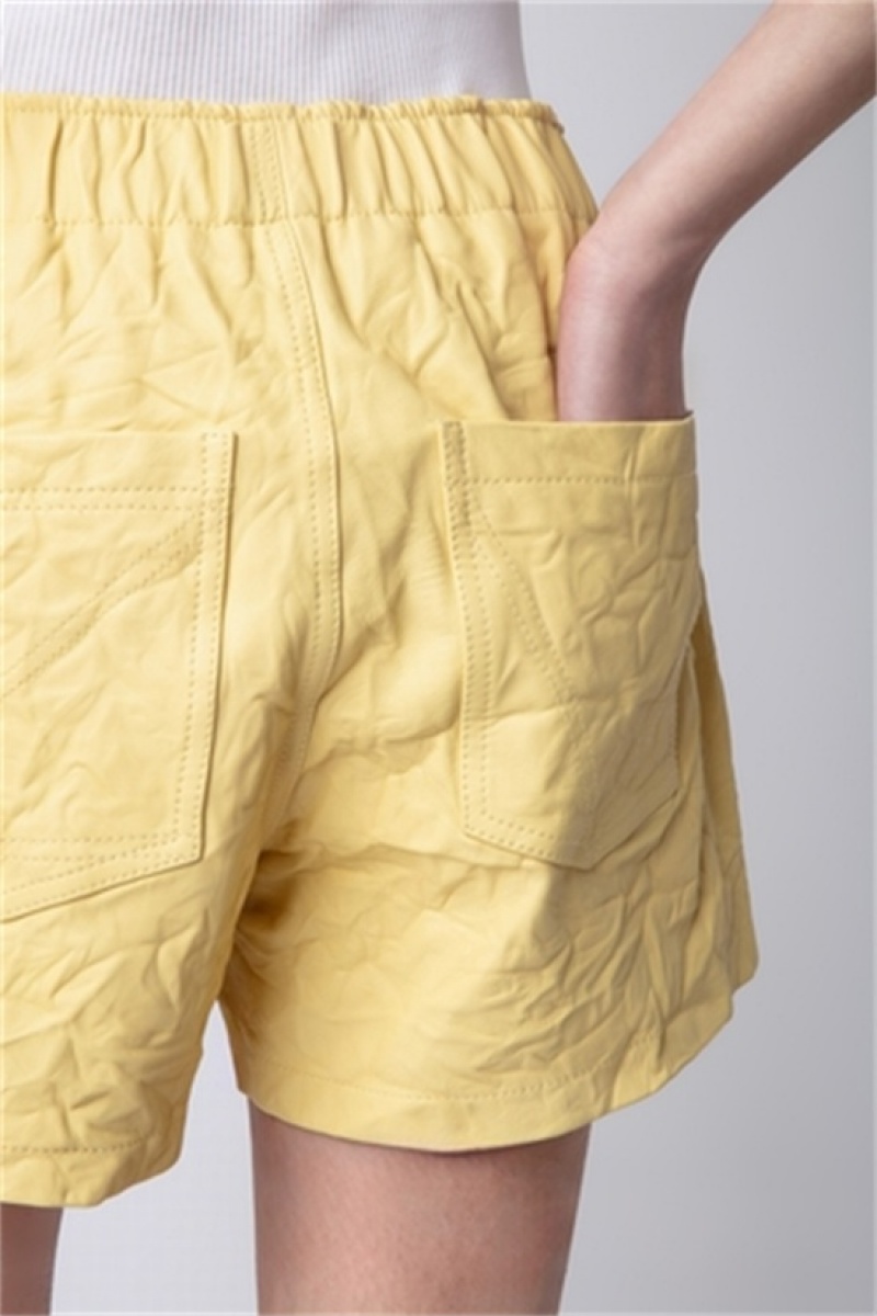 Zadig & Voltaire Pax Cuero Shorts Amarillo | ZV-256226