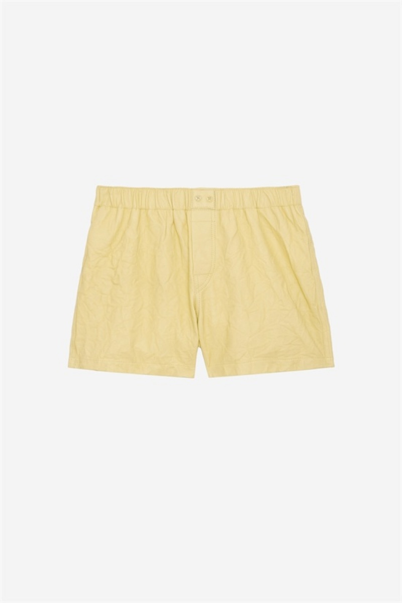 Zadig & Voltaire Pax Cuero Shorts Amarillo | ZV-256226