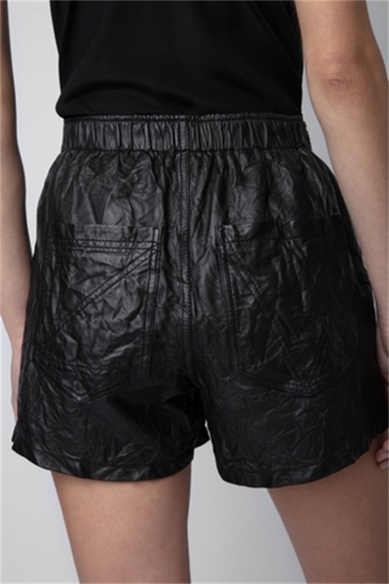 Zadig & Voltaire Pax Cuero Shorts Negras | ZV-256239