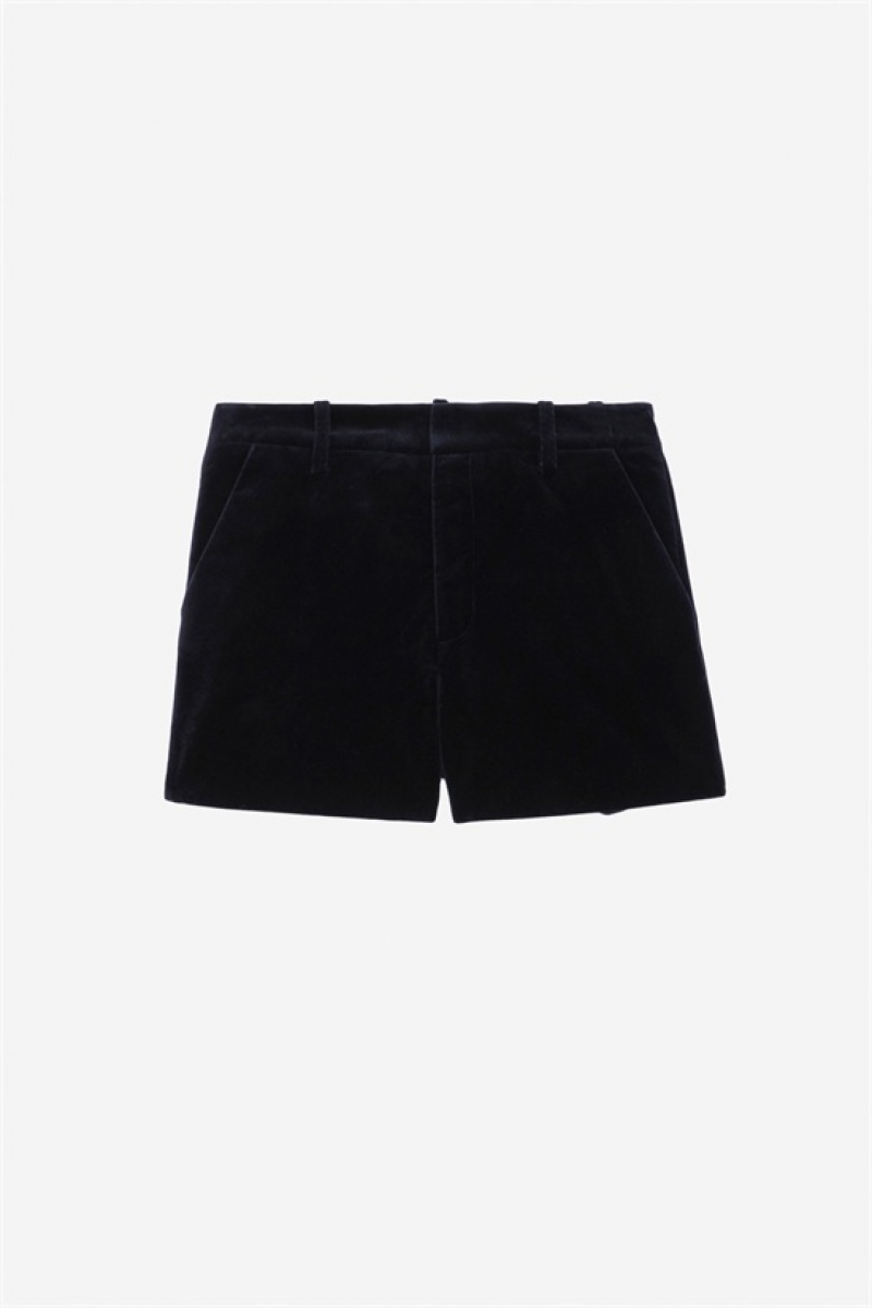 Zadig & Voltaire Pink Velvet Shorts Azules Oscuro | ZV-256215