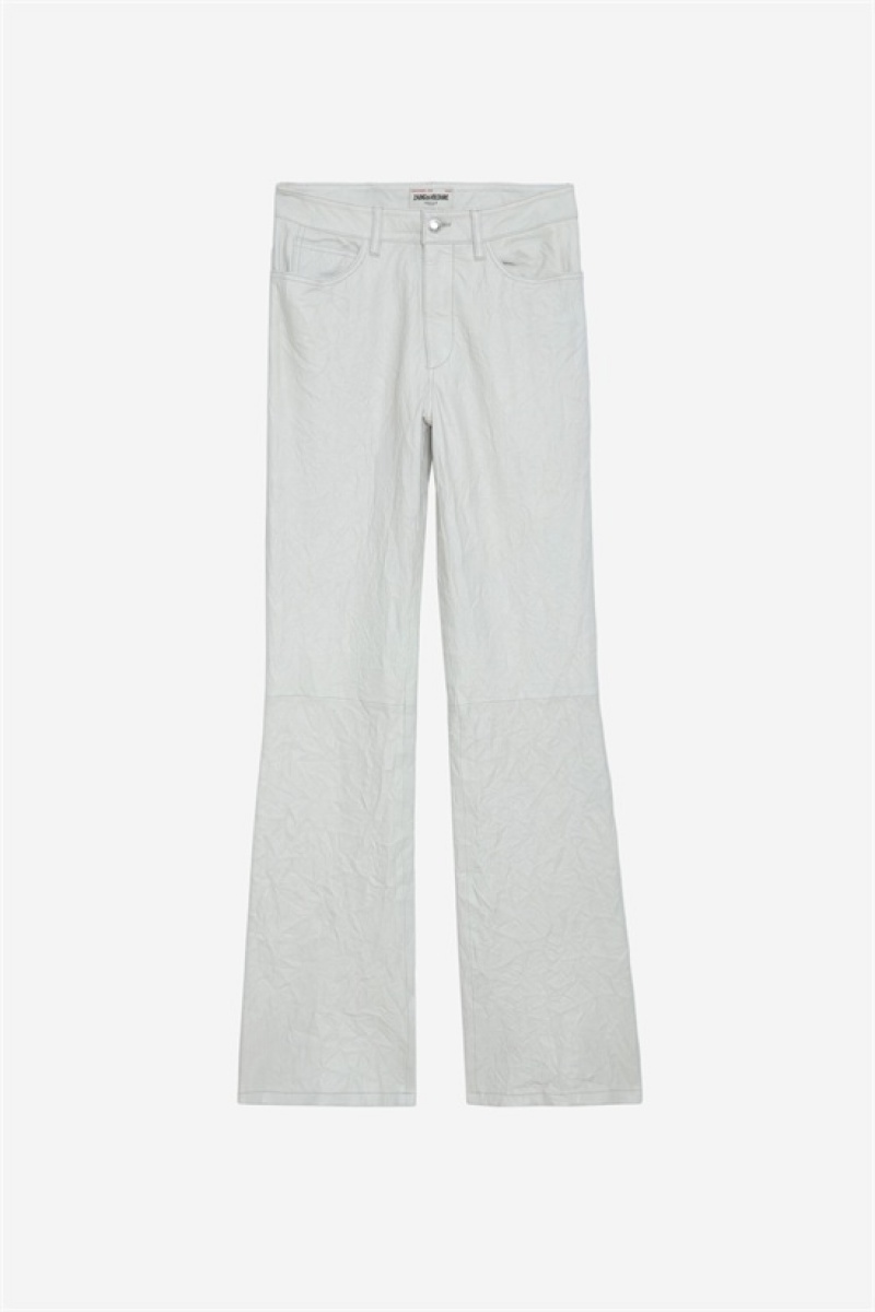 Zadig & Voltaire Pistol Crinkled Cuero Pants Blancas | ZV-256220