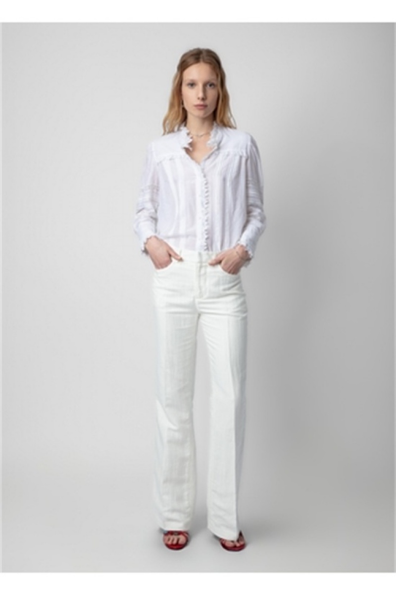 Zadig & Voltaire Pistol Linen Pants Blancas | ZV-256235