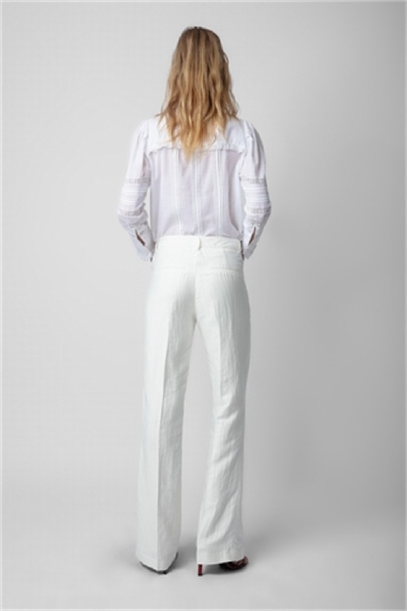 Zadig & Voltaire Pistol Linen Pants Blancas | ZV-256235