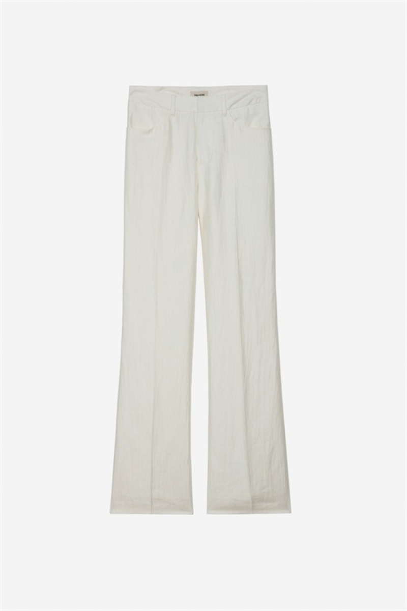 Zadig & Voltaire Pistol Linen Pants Blancas | ZV-256235