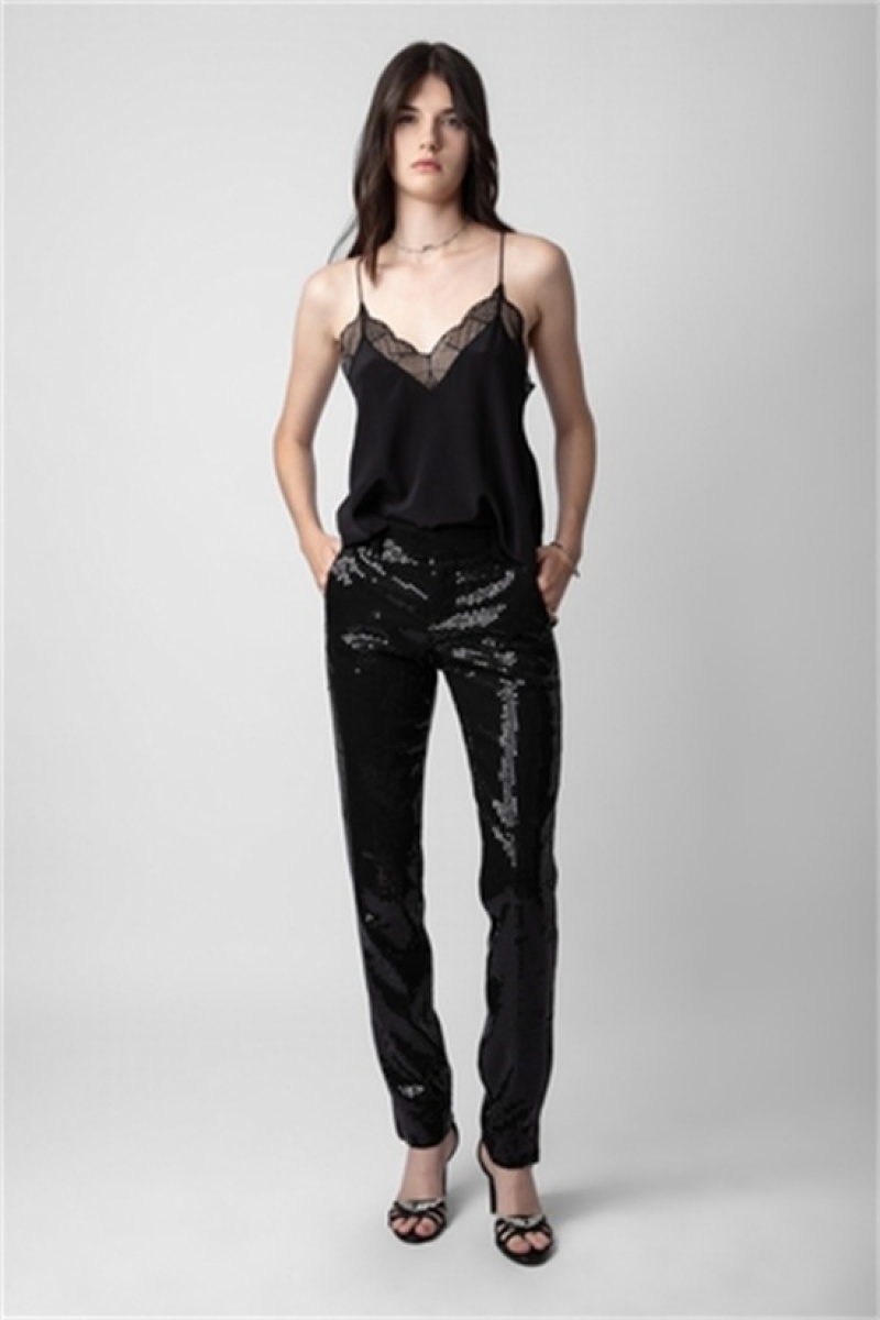 Zadig & Voltaire Prune Sequins Pants Negras | ZV-256241