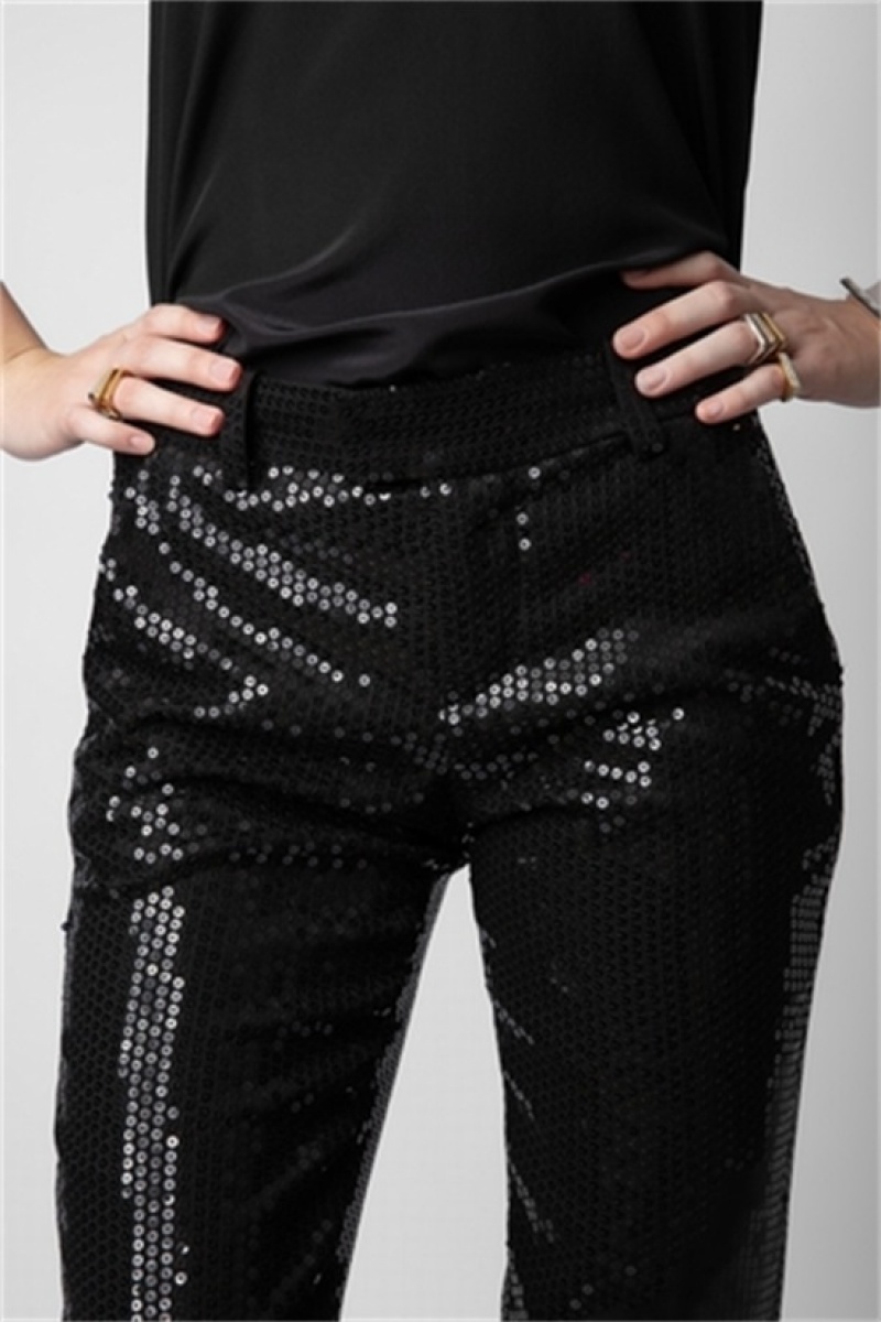 Zadig & Voltaire Prune Sequins Pants Negras | ZV-256241