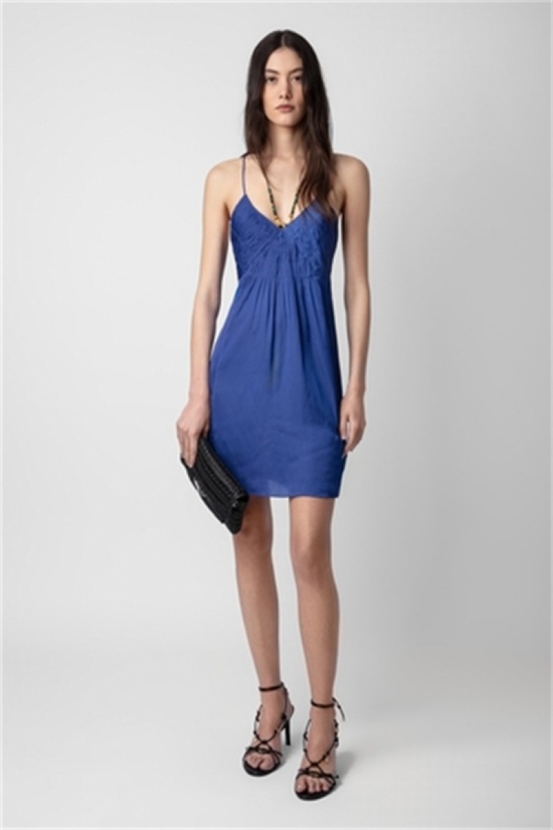 Zadig & Voltaire Rayonna Satin Vestido Azules | ZV-256361