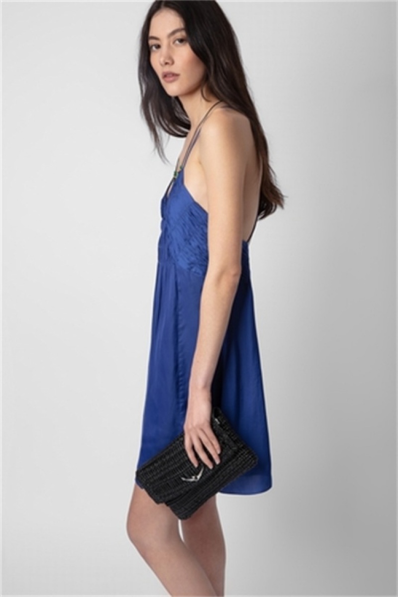 Zadig & Voltaire Rayonna Satin Vestido Azules | ZV-256361