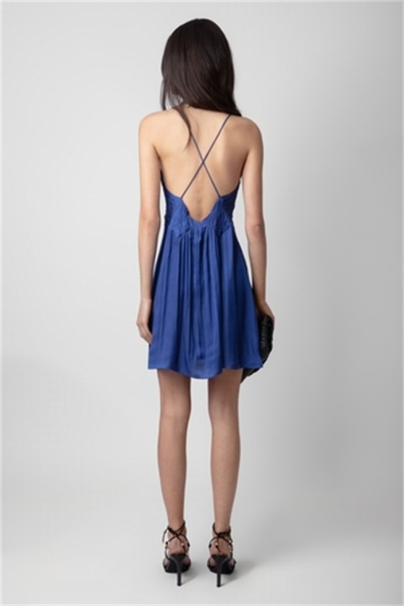 Zadig & Voltaire Rayonna Satin Vestido Azules | ZV-256361