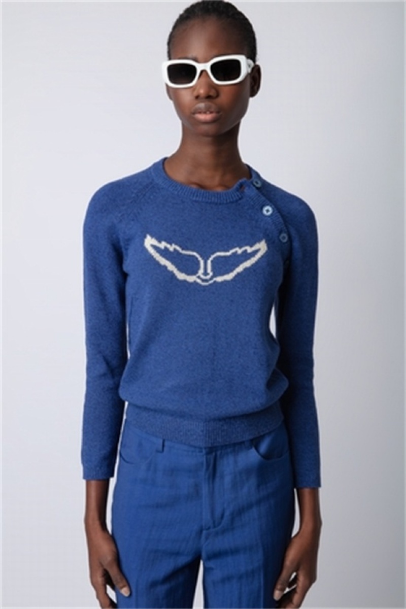 Zadig & Voltaire Regliss Wing Jumper Azules | ZV-256422