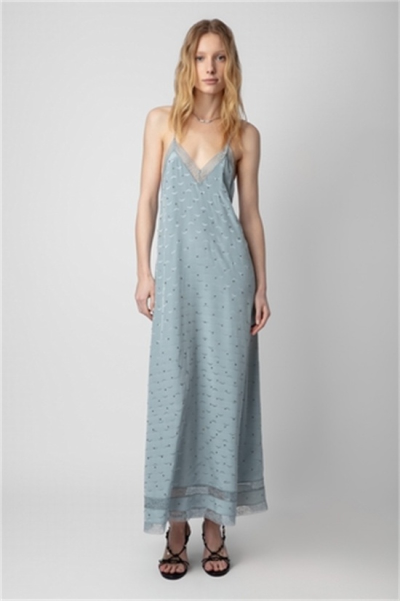 Zadig & Voltaire Reman Silk Vestido Azules | ZV-256395