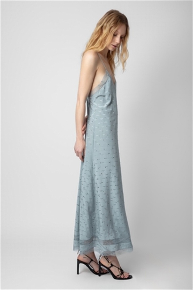 Zadig & Voltaire Reman Silk Vestido Azules | ZV-256395